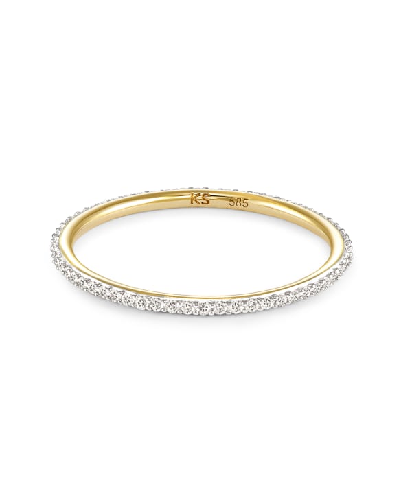 Angelina 14k Yellow Gold Band Ring in White Diamond